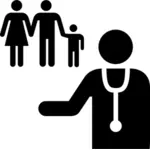 Vectorul miniaturi de familie medicale de check-up semn