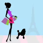 在巴黎购物的女人