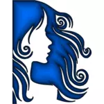 Ženské vlasy profil silueta safír