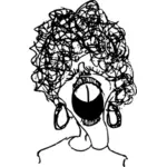 Female singer comic vector drawing