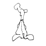 Cartoon-Figur mit den Händen auf dem Rücken