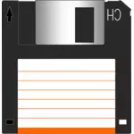 Clipart vetorial de disquete de 3,5 polegadas com etiqueta