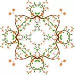 Clipart vectoriel de la conception de l'arbre floral forme carrée