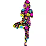 Цветочная женщина в йоге ставят