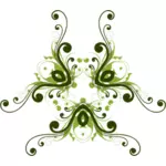 Kolmion muotoinen kukkakehys vihreän piirustuksen sävyissä