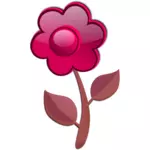 स्टेम वेक्टर चित्रण पर चमक लाल फूल