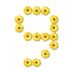 Gele bloemrijke nummer negen