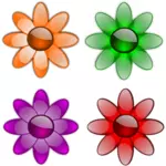 Dört geometrik çiçek vektör grafikleri