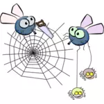 Fliegen Sie schneiden Spider Web-Vektor-illustration