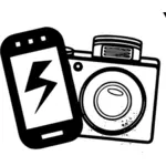 Mobile phone and camera icon vector clip art