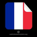 ملصق مستطيل مع العلم الفرنسي