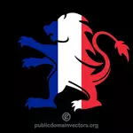 Aslan siluet Fransız bayrağı