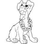 Câine de colorat carte de desen vector