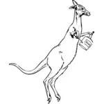 Känguru med pensel och färg kan vektor ClipArt