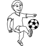 Zeichnung der Fußball spielen Junge in schwarz und weiß