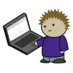 ילד עם מתמטיקה על המחשב הנייד