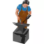 Vektorový obrázek kovářské práce s kladivem a kovadlinou