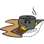 Camp cooking trench vector image