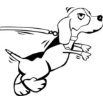 כלב על הרצועה בתמונה וקטורית