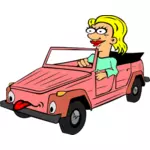 Flicka kör bil Cartoon