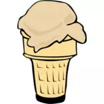 Color vector illustration of ice cream in a half-cone