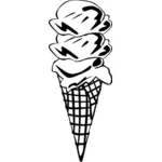 Vector de la imagen de tres bolas de helado en un cono