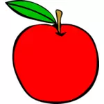 Rode appel met een groen blad
