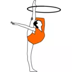 Vector drawing of rhythmic gymnastics with bow