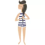 Menina dos desenhos animados após nadar