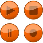 Orange player buttons vector graphics