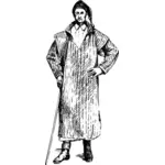 traje masculino do século XIX em clip-art vector preto e branco