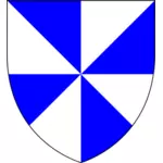 Perisai dengan segitiga biru dan putih