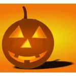 Verlichte Halloween pompoen met schaduw vector afbeelding