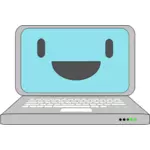 Laptop-ikonen med en leende vektor illustration