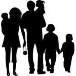 Six family members vector silhouette