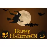 Fondo de pantalla de Halloween feliz con ilustración de bruja