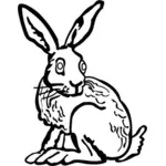 Línea arte vector ilustración de conejo con largas orejas