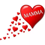 Hjärtan för mamma i italienska vektor illustration