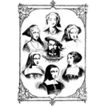 Jindřich VIII a manželky vektorové ilustrace