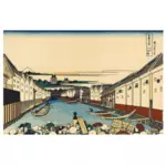 Nihonbashi jembatan di Edo vektor gambar