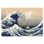 Vektorigrafiikka maalauksesta Kanagawan aallon alla
