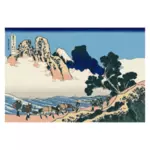 וקטור grapics של נוף של הר פוג'י Minobu ריבר סייד