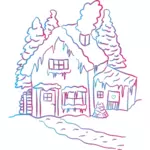 Smältande snö på ett hus