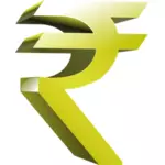 Simbol mata uang India dalam warna emas vektor klip seni