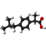 Immagine 3d della molecola di ibuprofene