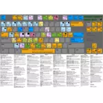 Vektorgrafik der bunten Tastatur mit Funktionen