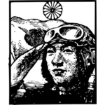 जापानी युद्ध विमान पायलट वेक्टर ड्राइंग