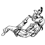 Vektor grafis dari laki-laki dalam pose jiu-jitsu
