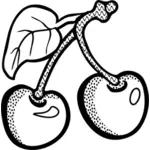 Vector graphics of two cherries in black and white