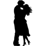 Embrasser la silhouette couple noir
